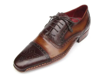 Paul Parkman Men's Brown Hand-Painted Cap Toe Oxfords (ID#5032-BRW) PAUL PARKMAN