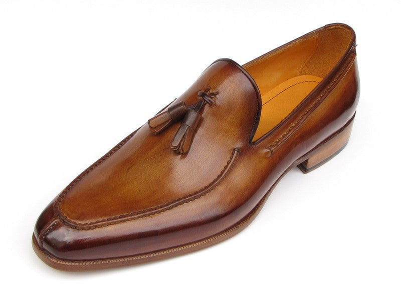 Paul Parkman Men's Tassel Loafer Camel & Brown Hand-Painted (ID#083-CML) PAUL PARKMAN