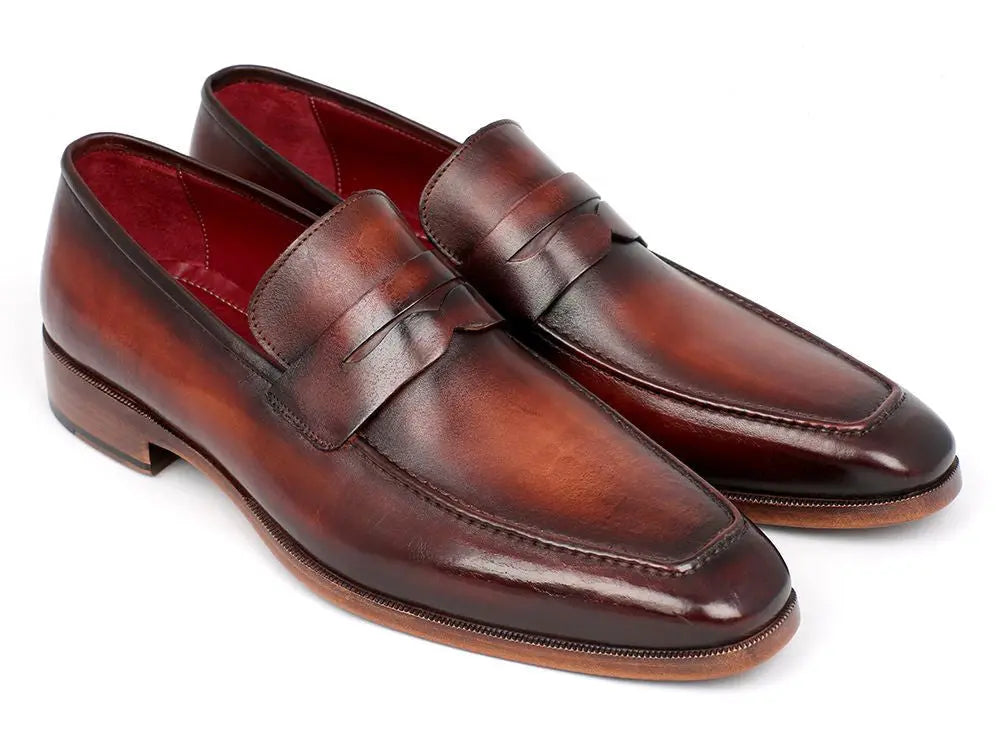 Paul Parkman Men's Bordeaux/Brown Penny Calfskin Loafers (ID#10FD61) PAUL PARKMAN