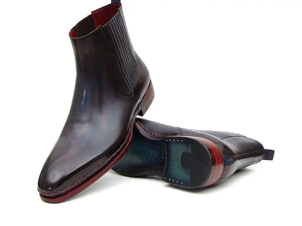 Paul Parkman Men's Navy/Bordeaux Chelsea Boots (ID#BT54F11) PAUL PARKMAN