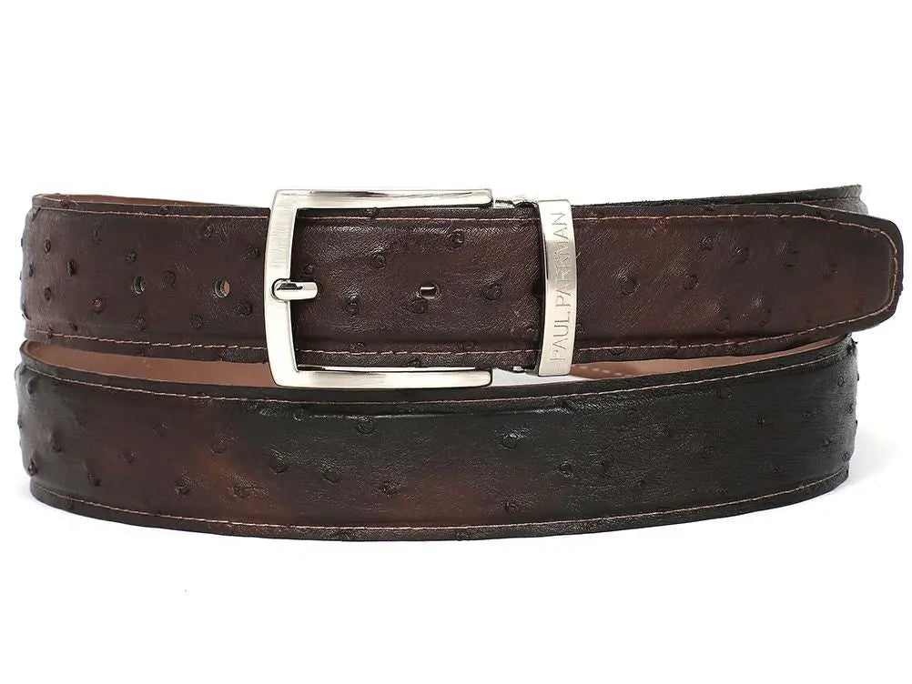 Paul Parkman Men's Brown Genuine Ostrich Belt (ID#B04-BRW) PAUL PARKMAN