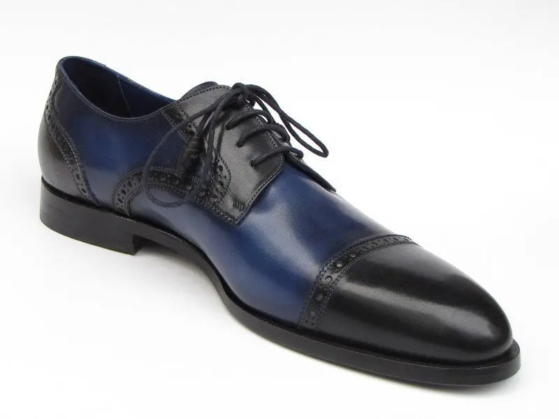 Paul Parkman Men's Parliament Blue Cap-Toe Derby Shoes (ID#046-BLU) PAUL PARKMAN