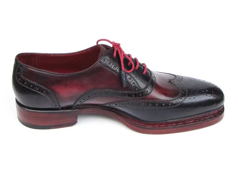 Paul Parkman Men's Navy/Red Triple Genuine Leather Sole Wingtip Brogues (ID#027-TRP-NVYBRD) PAUL PARKMAN