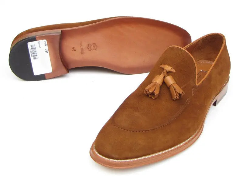 Paul Parkman Men's Tobacco Suede Tassel Loafers (ID#087-TAB) PAUL PARKMAN