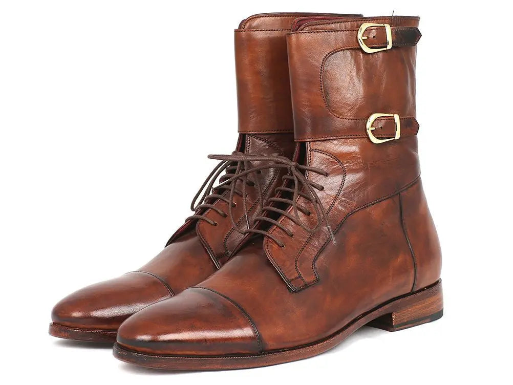 Paul Parkman Men's High Boots Brown Calfskin (ID#F554-BRW) PAUL PARKMAN
