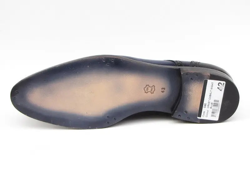 Paul Parkman Men's Parliament Blue Cap-Toe Derby Shoes (ID#046-BLU) PAUL PARKMAN