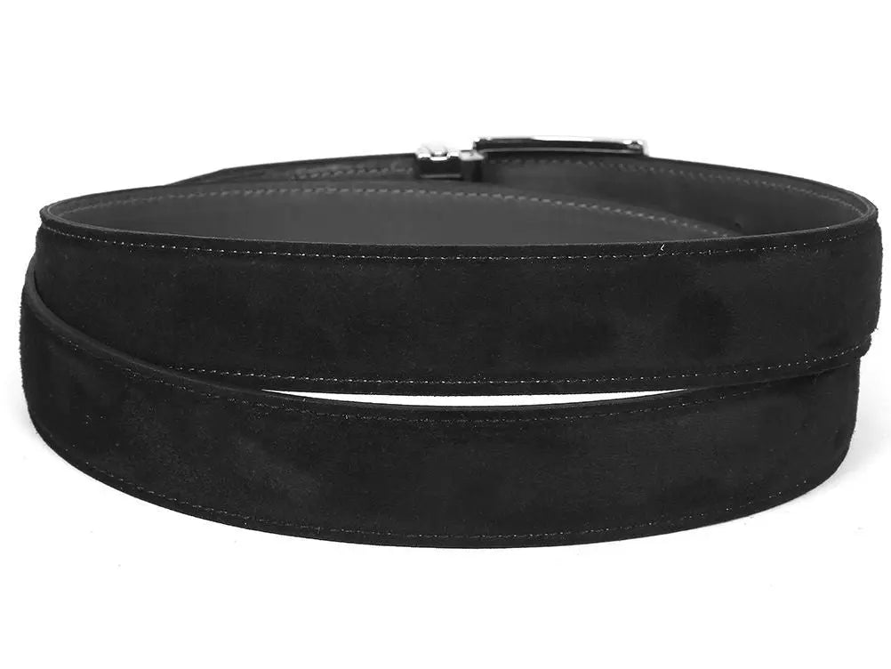 Paul Parkman Men's Black Genuine Suede Belt (ID#B06-BLK) PAUL PARKMAN