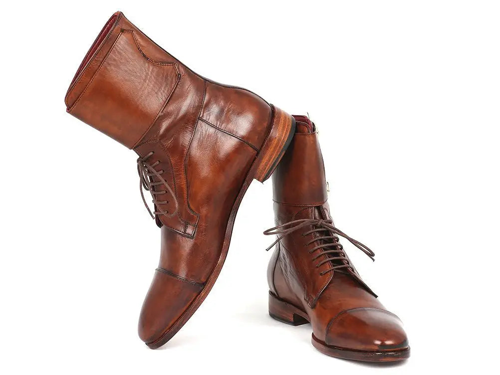 Paul Parkman Men's High Boots Brown Calfskin (ID#F554-BRW) PAUL PARKMAN