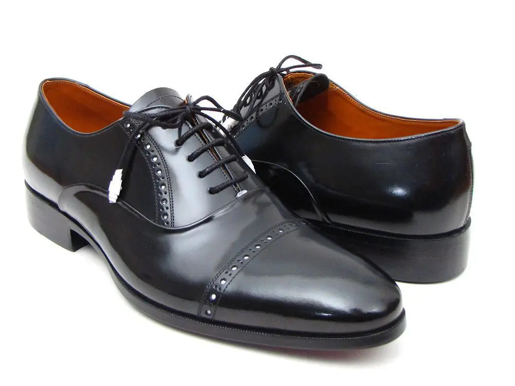 Paul Parkman Men's Black Cap Toe Oxfords (ID#78RG61) PAUL PARKMAN