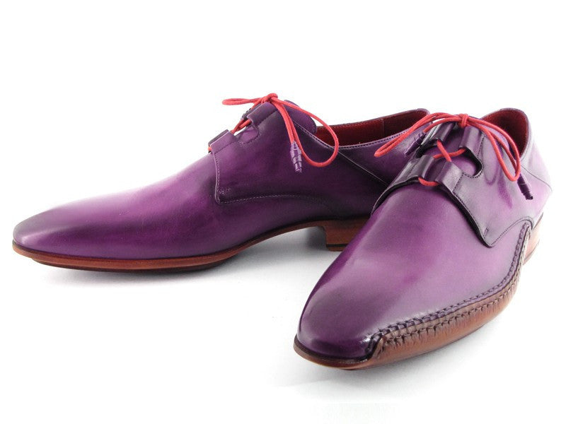 Paul Parkman Men's Ghillie Lacing Side Handsewn Dress Shoes - Purple Leather Upper and Leather Sole (ID#022-PURP) PAUL PARKMAN