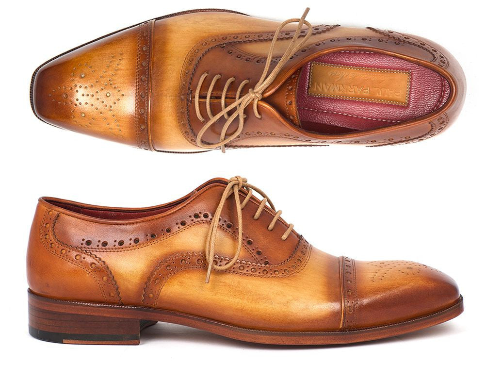 Paul Parkman Men's Captoe Oxfords Tan Color (ID#024-TAN) PAUL PARKMAN