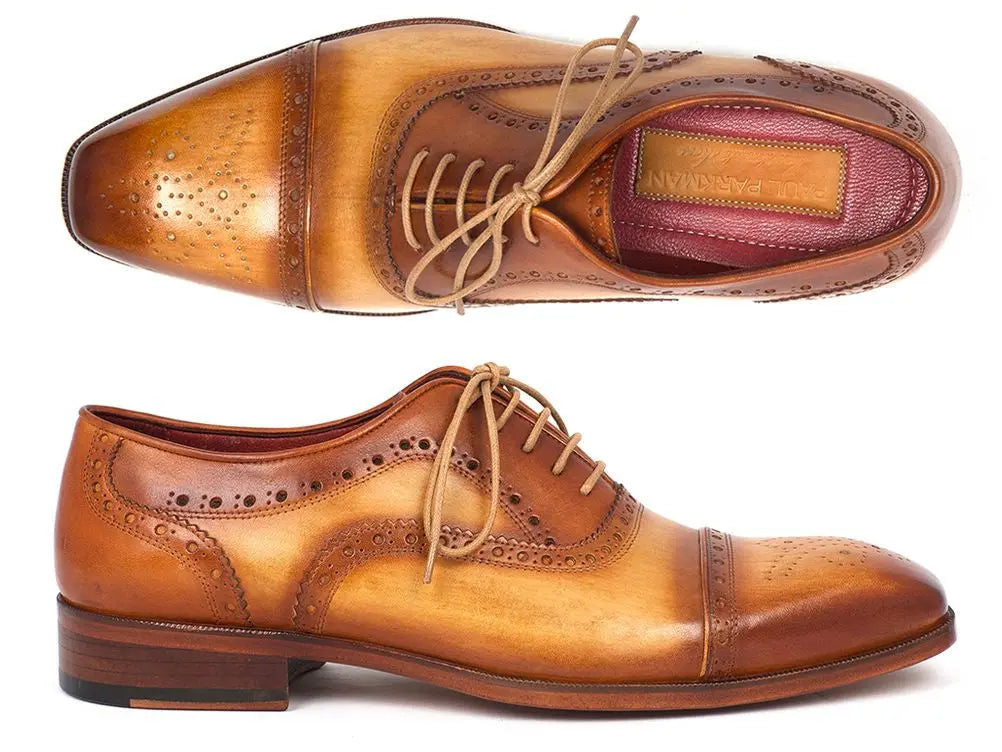 Paul Parkman Men's Tan Cap Toe Oxfords (ID#024-TAN) PAUL PARKMAN