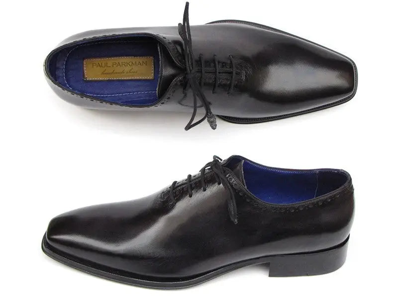 Paul Parkman Men's Black Wholecut Plain Toe Oxfords (ID#025-BLK) PAUL PARKMAN