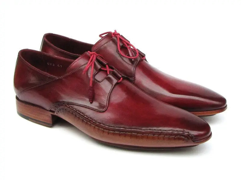 Paul Parkman Men's Burgundy Ghillie Lacing Side Handsewn Dress Shoes (ID#022-BUR) PAUL PARKMAN