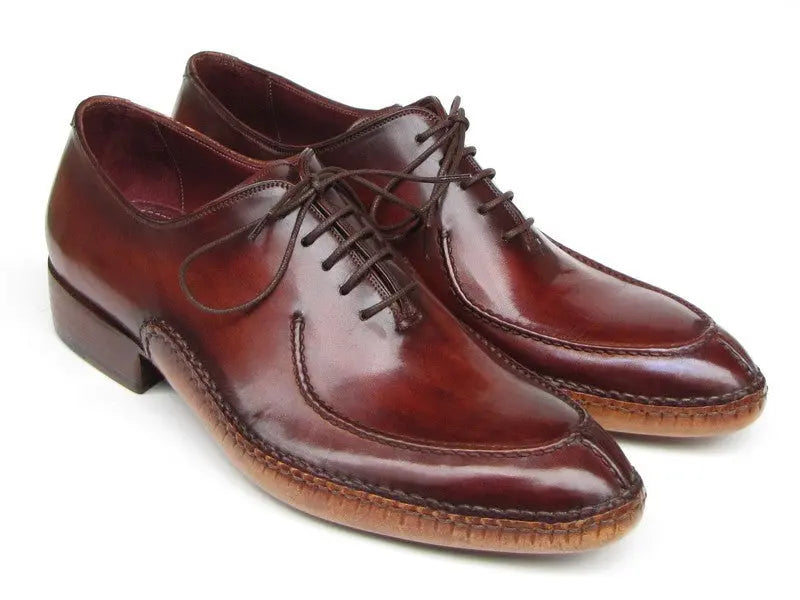Paul Parkman Men's Burgundy Side Handsewn Split-Toe Oxfords (ID#054-BUR) PAUL PARKMAN