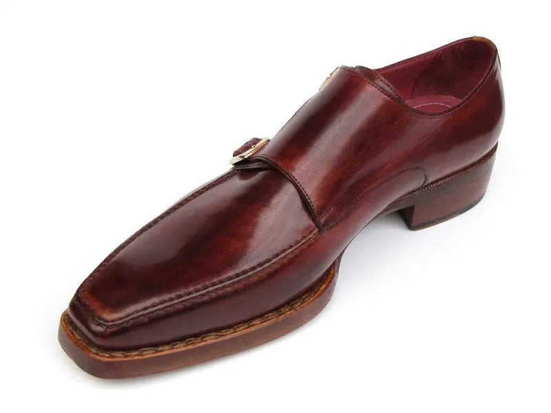 Paul Parkman Men's  Burgundy Goodyear Welted Double Monk strap Shoes (ID#061-BRD) PAUL PARKMAN