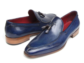 Paul Parkman Men's Tassel Loafer Blue Hand Painted Leather (ID#083-BLU) PAUL PARKMAN