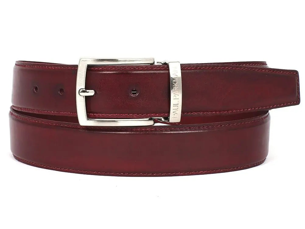 Paul Parkman Men's Bordeaux Genuine Leather Hand-Painted Belt (ID#B01-BRD) PAUL PARKMAN
