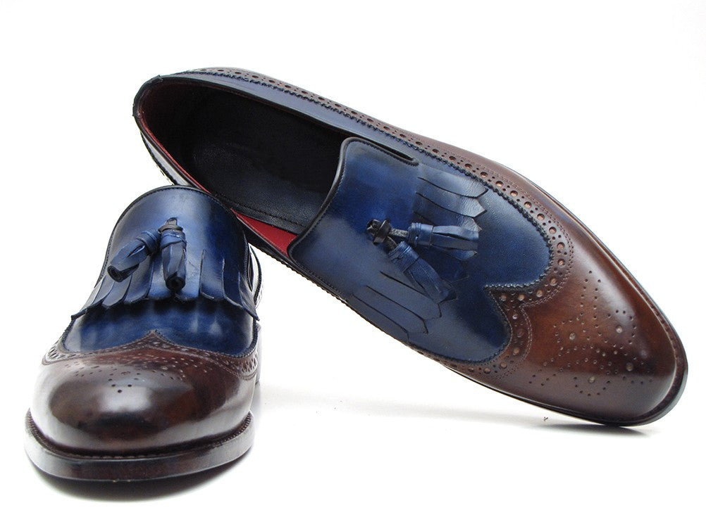 Paul Parkman Kiltie Tassel Loafer Dark Brown & Navy (ID#KT44BN) PAUL PARKMAN