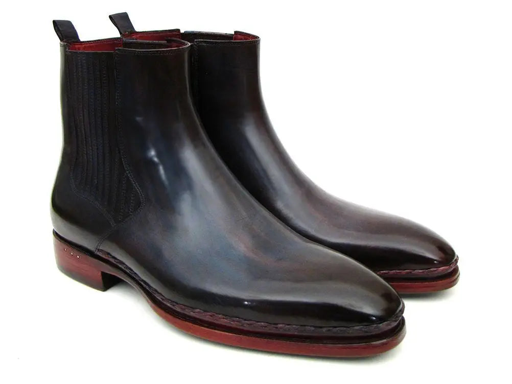 Paul Parkman Men's Navy/Bordeaux Chelsea Boots (ID#BT54F11) PAUL PARKMAN