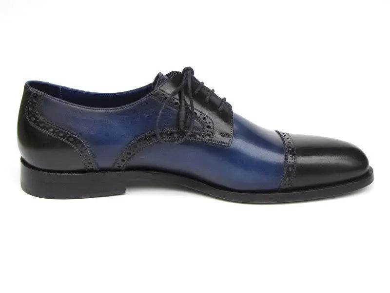 Paul Parkman Men's Parliament Blue Cap-Toe Derby Shoes (ID#046-BLU) PAUL PARKMAN