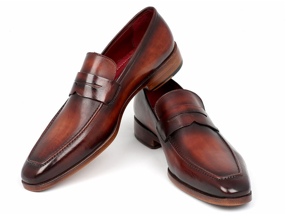 Paul Parkman Men's Penny Loafer Bordeaux and Brown Calfskin (ID#10FD61) PAUL PARKMAN