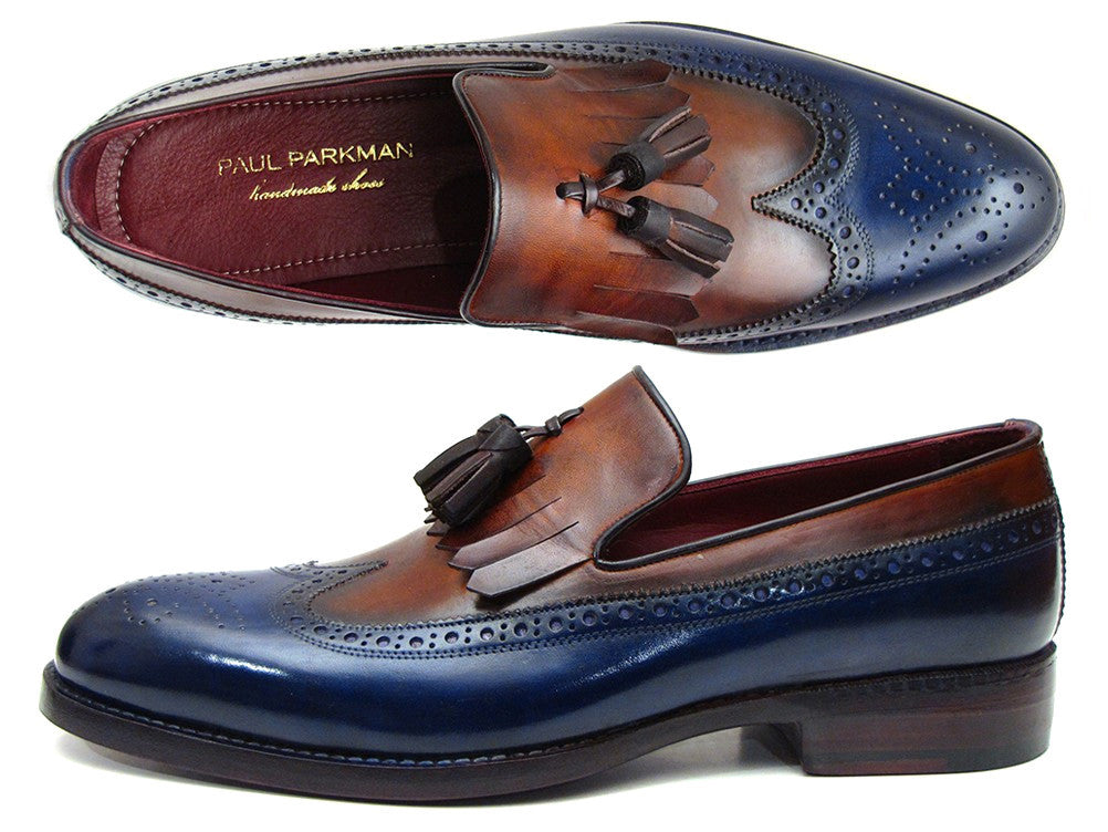 Paul Parkman Kiltie Tassel Loafer Navy & Tobacco (ID#KT74NB) PAUL PARKMAN