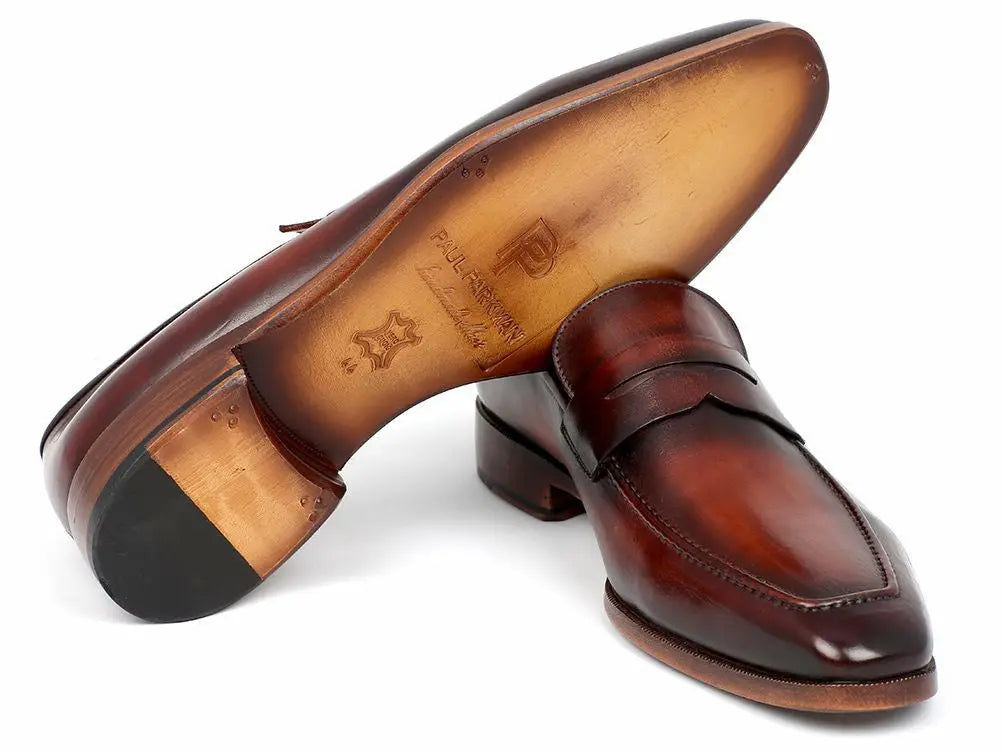 Paul Parkman Men's Bordeaux/Brown Penny Calfskin Loafers (ID#10FD61) PAUL PARKMAN