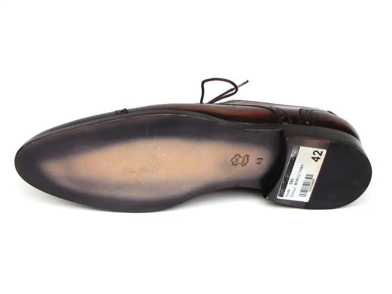 Paul Parkman Men's Bordeaux/Tobacco Cap-Toe Derby Shoes (ID#046-BRD-BRW) PAUL PARKMAN