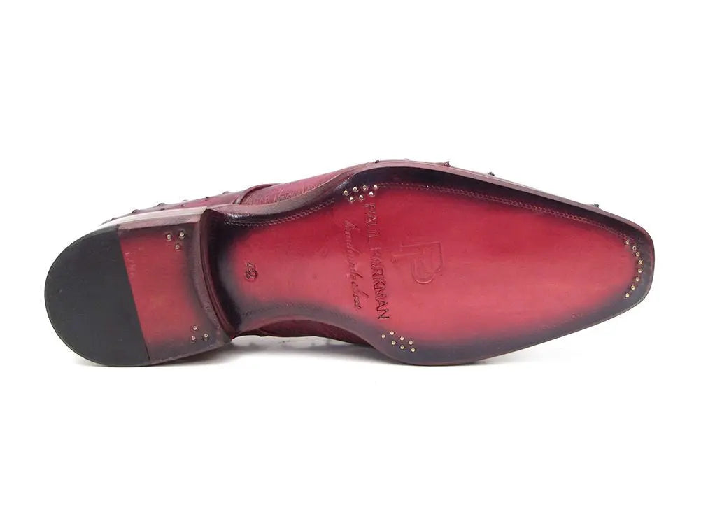 Paul Parkman Men's Burgundy/Purple Genuine Ostrich Derby Shoes (ID#66CC44) PAUL PARKMAN
