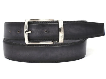 Paul Parkman Men's Dual Tone Gray/Black Genuine Leather Hand-Painted Belt (ID#B01-GRY-BLK) PAUL PARKMAN