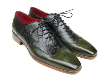 Paul Parkman Men's Green Floater Genuine Leather Wingtip Oxfords (ID#023-GREEN) PAUL PARKMAN