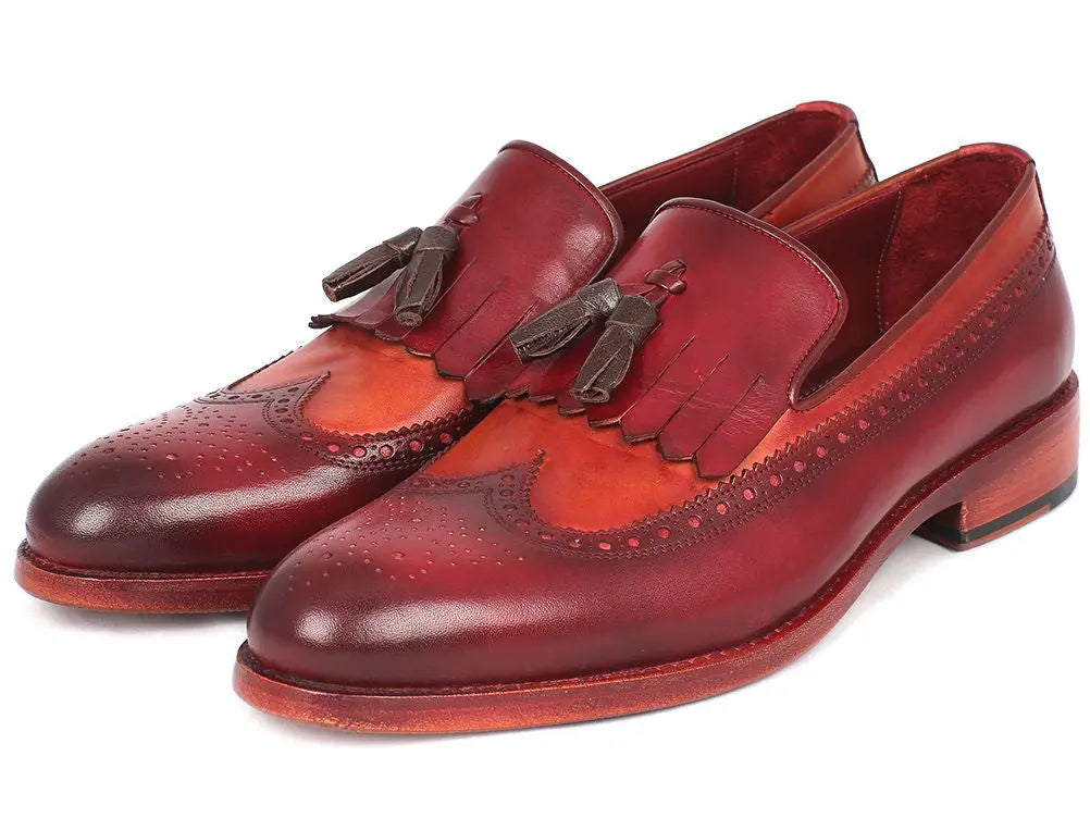 Paul Parkman Men's Tobacco/Bordeaux Kiltie Tassel Loafers (ID#KT64CB) PAUL PARKMAN