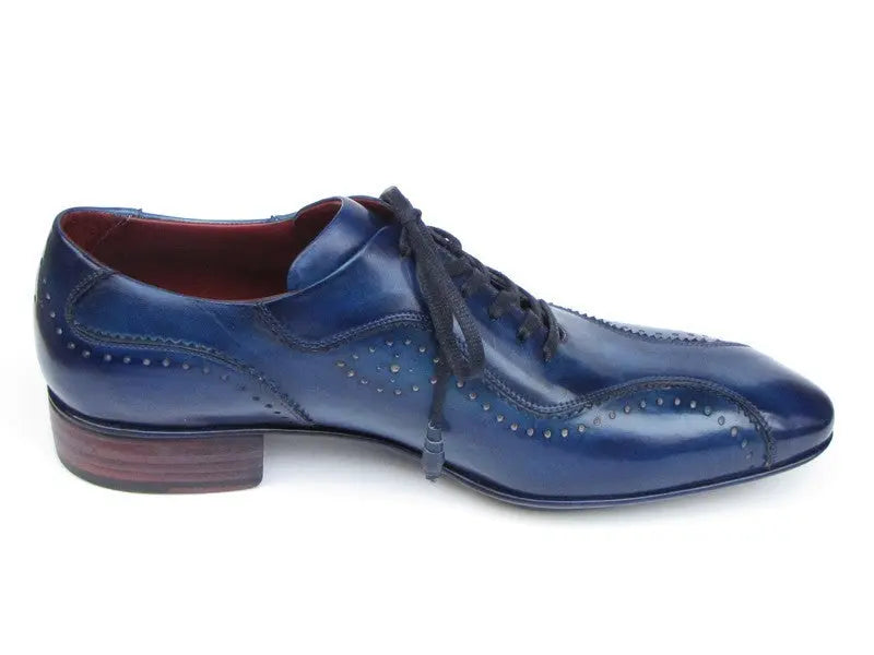 Paul Parkman Men's Blue Handmade Lace-Up Casual Shoes (ID#84654-BLU) PAUL PARKMAN