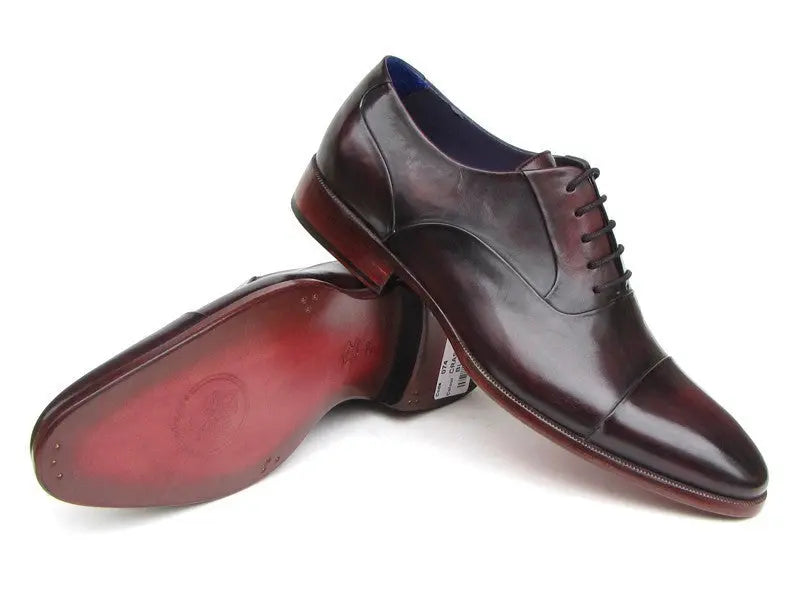 Paul Parkman Men's Black/Purple Genuine Leather Cap Toe Oxfords  (ID#074-PURP-BLK) PAUL PARKMAN