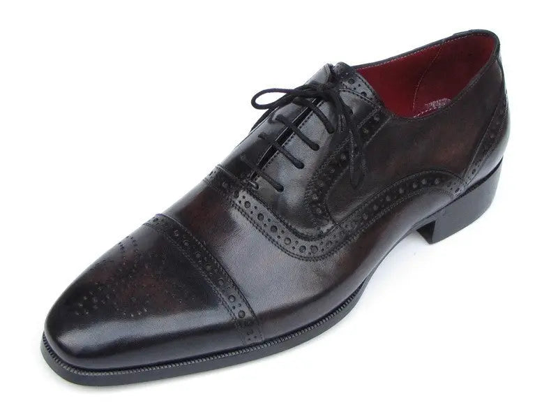Paul Parkman Men's Bronze/Black Hand-Painted Cap Toe Oxfords (ID#77U844) PAUL PARKMAN