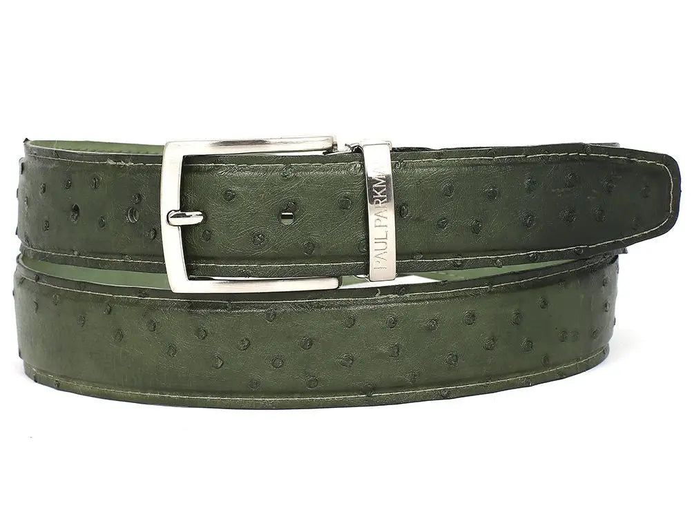 Paul Parkman Men's Green Genuine Ostrich Belt (ID#B04-GREEN) PAUL PARKMAN