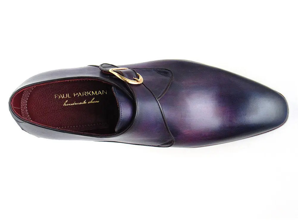 Paul Parkman Men's Purple Genuine Leather Single Monk strap Shoes (ID#DW754T) PAUL PARKMAN
