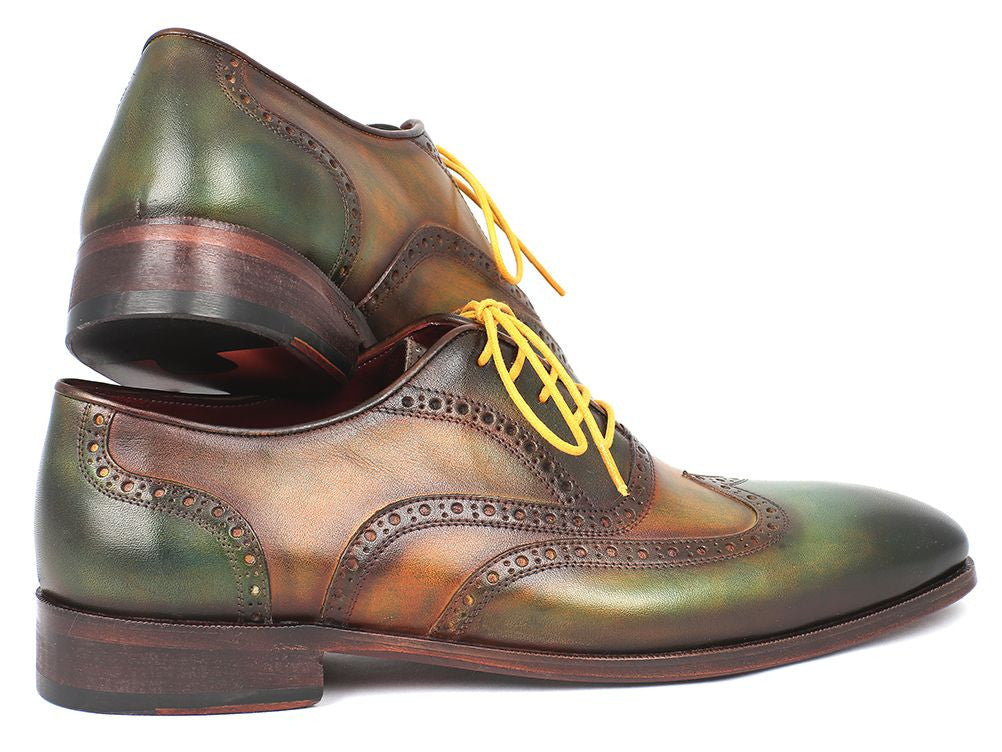 Paul Parkman Wintip Oxfords Green Handpainted Calfskin (ID#228-GRN) PAUL PARKMAN