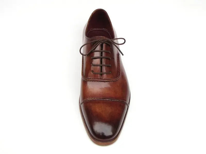 Paul Parkman Men's Brown Hand-Painted Cap-Toe Oxfords (ID#077-BRW) PAUL PARKMAN