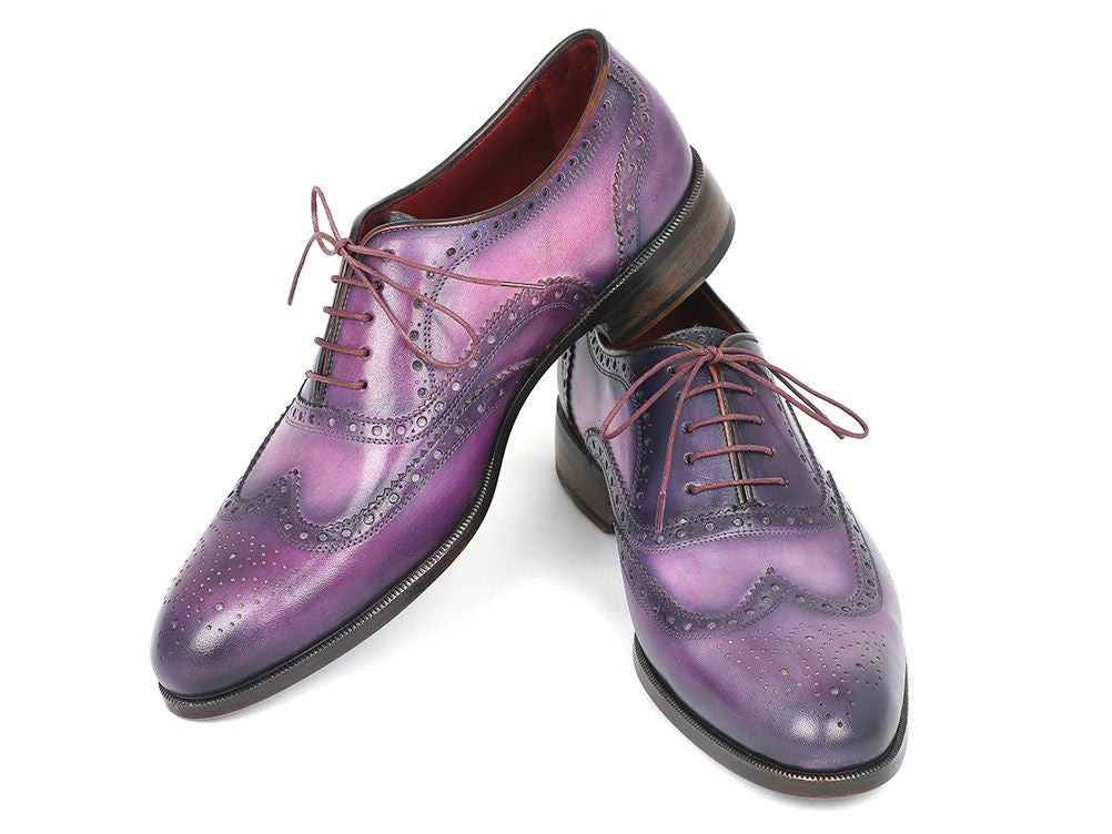 Paul Parkman Wingtip Oxfords Purple & Navy Handpainted Calfskin (ID#743-PURP) PAUL PARKMAN