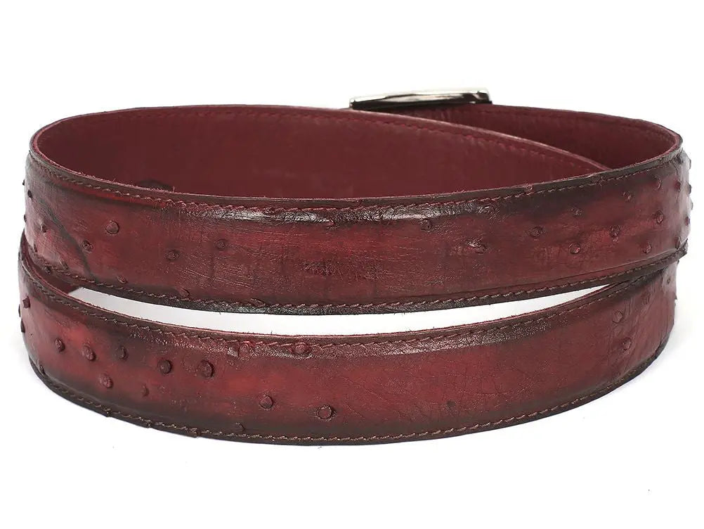 Paul Parkman Men's Bordeaux Genuine Ostrich Belt (ID#B04-BRD) PAUL PARKMAN