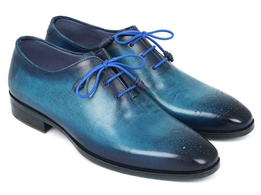 Paul Parkman Men's Blue & Navy Medallion Toe Oxfords (ID#VN82BL)