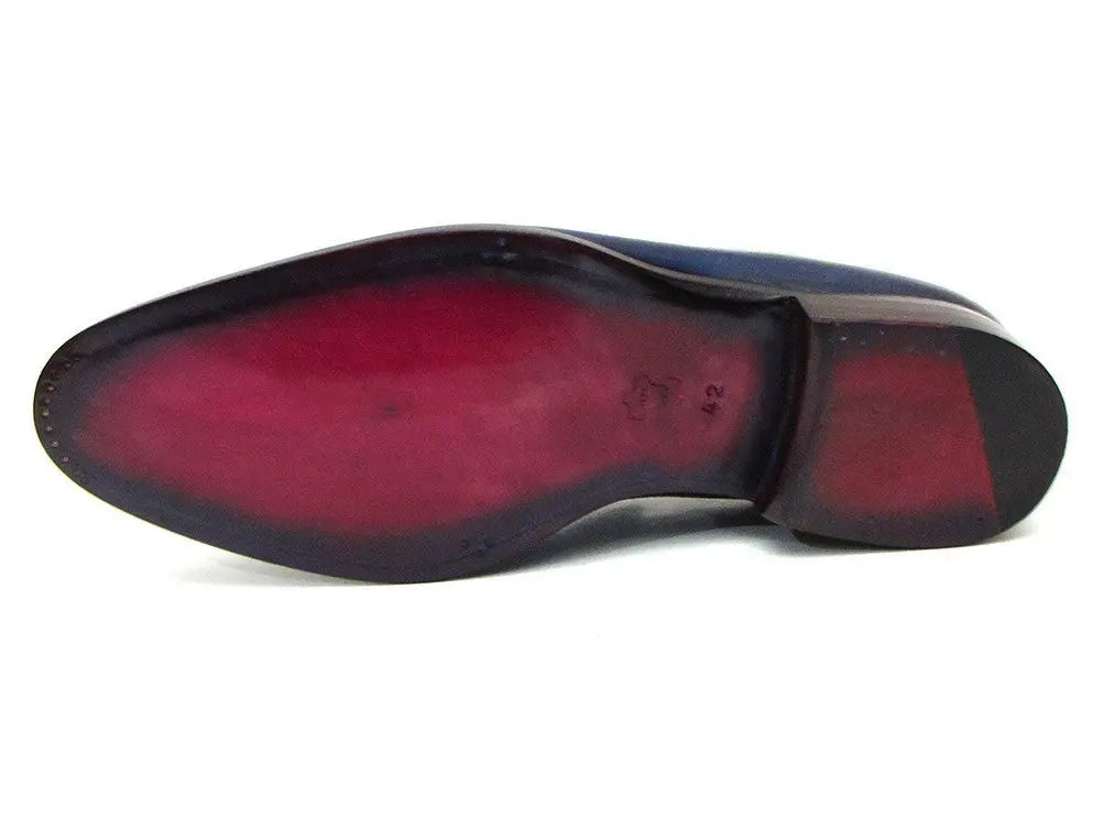 Paul Parkman Men's Navy/Tobacco Kiltie Tassel Loafers (ID#KT74NB) PAUL PARKMAN