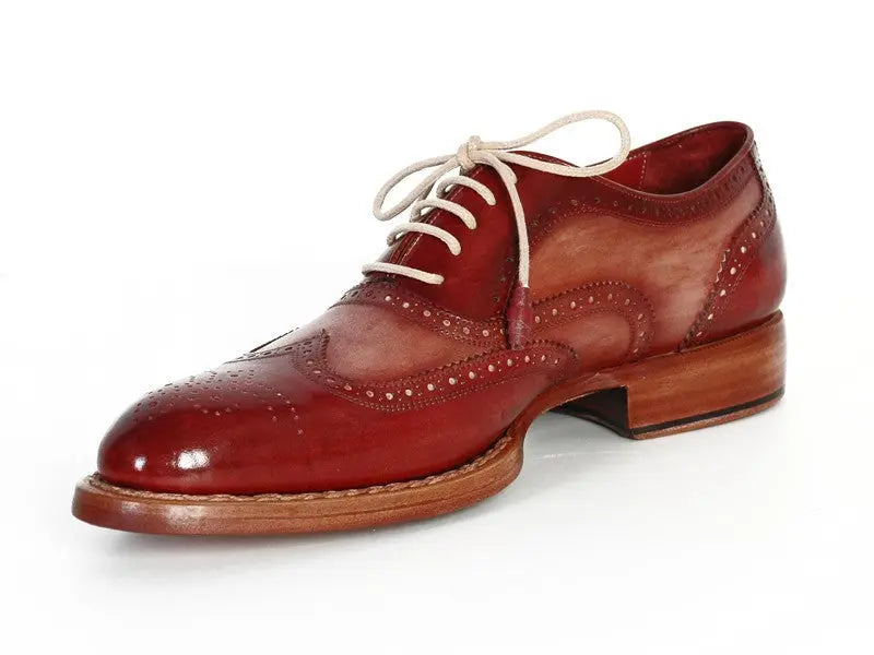 Paul Parkman Men's Bordeaux/Camel Goodyear Welted Wingtip Oxfords (ID#027B) PAUL PARKMAN