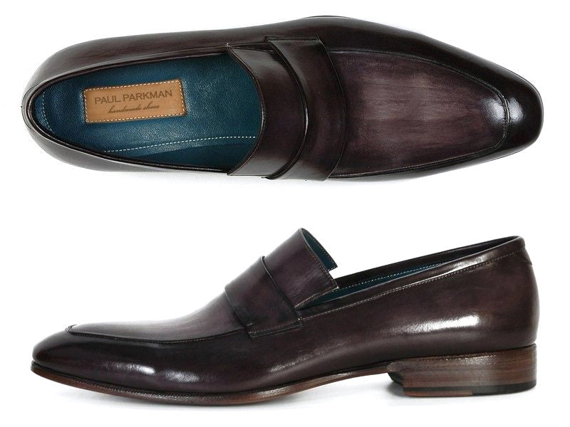 Paul Parkman Men's Loafer Black & Gray Hand-Painted Leather Upper with Leather Sole (ID#093-GRAY) PAUL PARKMAN