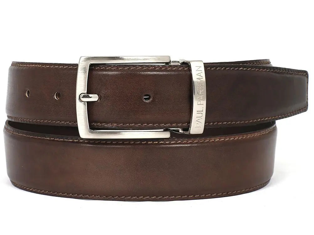 Paul Parkman Men's Brown Genuine Leather Hand-Painted Belt (ID#B01-ANTBRW) PAUL PARKMAN