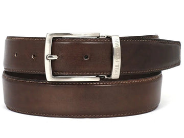 Paul Parkman Men's Brown Genuine Leather Hand-Painted Belt (ID#B01-ANTBRW) PAUL PARKMAN