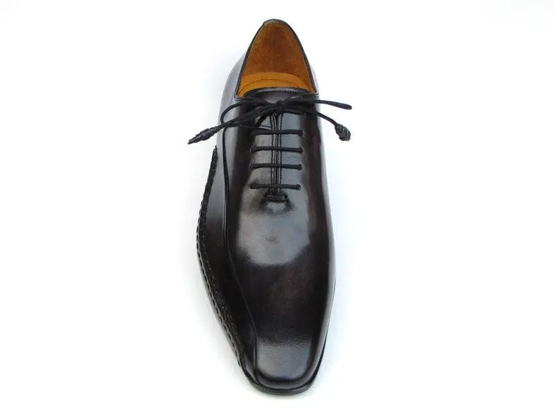 Paul Parkman Men's Black Side Handsewn Genuine Leather Upper and Leather Sole Oxfords (ID#018-BLK) PAUL PARKMAN