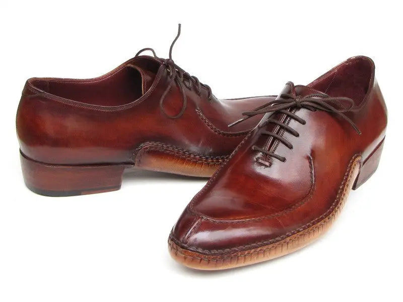 Paul Parkman Men's Burgundy Side Handsewn Split-Toe Oxfords (ID#054-BUR) PAUL PARKMAN